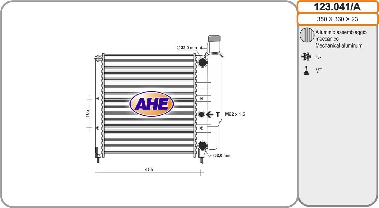 AHE 123.041/A Radiator, engine cooling 123041A
