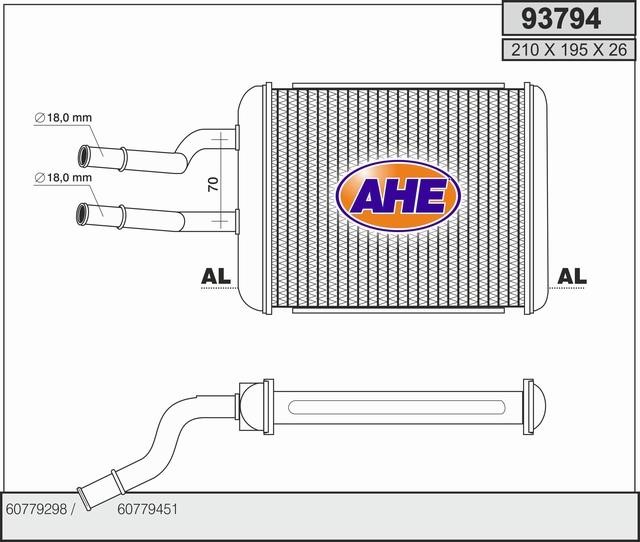 AHE 93794 Heat exchanger, interior heating 93794