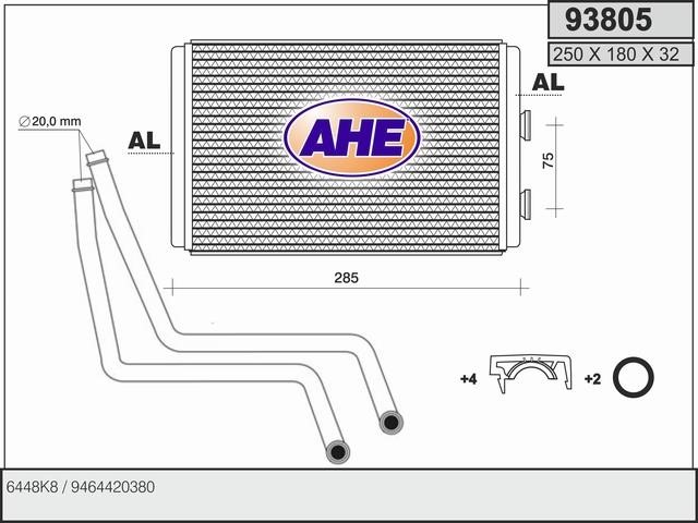 AHE 93805 Heat exchanger, interior heating 93805