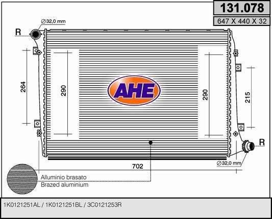 AHE 131.078 Radiator, engine cooling 131078