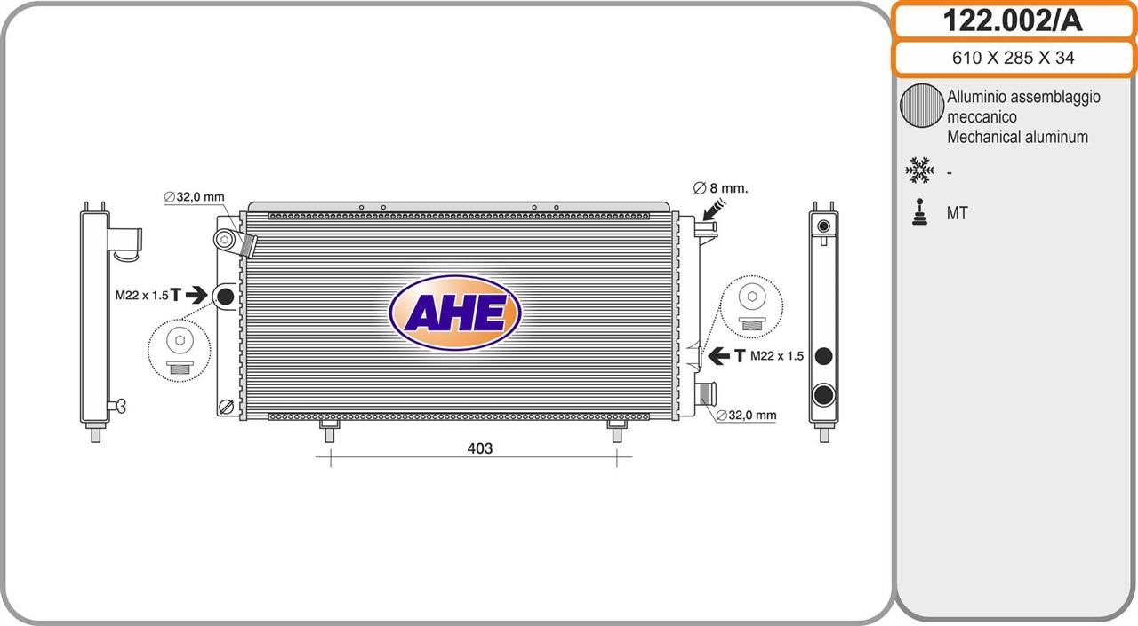 AHE 122.002/A Radiator, engine cooling 122002A