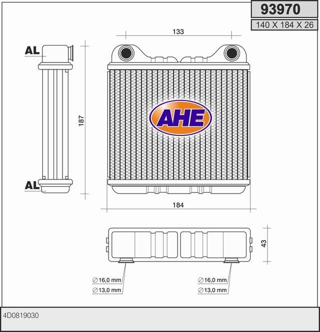 AHE 93970 Heat exchanger, interior heating 93970