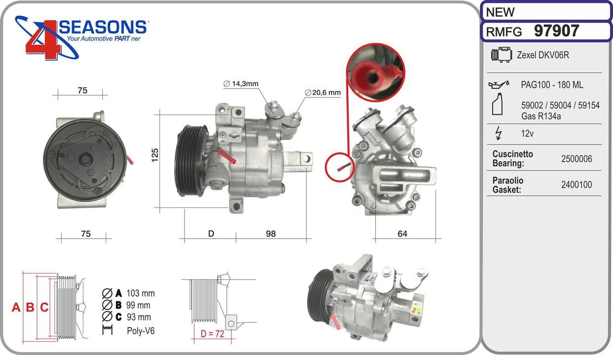 AHE 97907 Compressor, air conditioning 97907