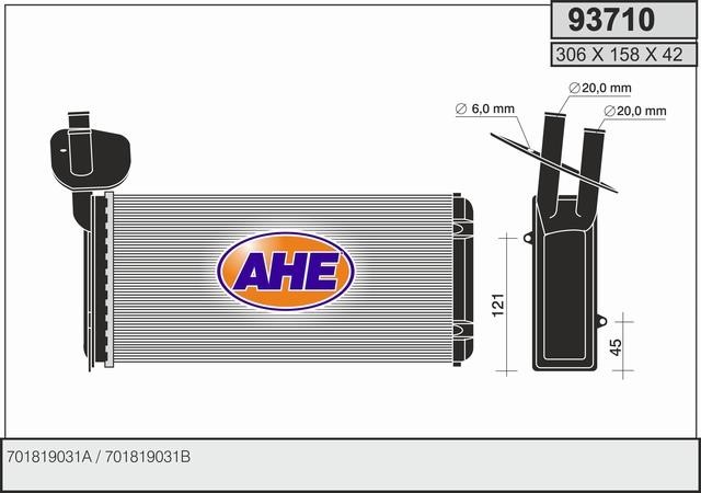 AHE 93710 Heat exchanger, interior heating 93710