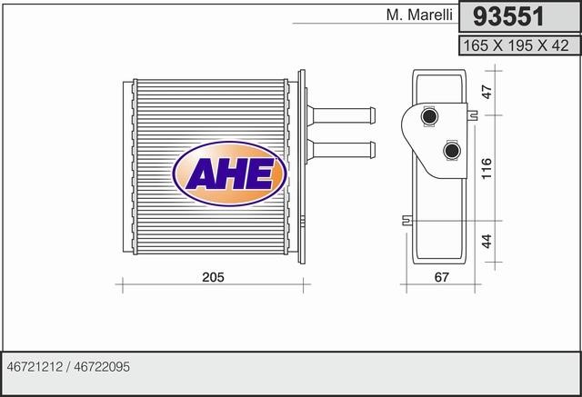 AHE 93551 Heat exchanger, interior heating 93551