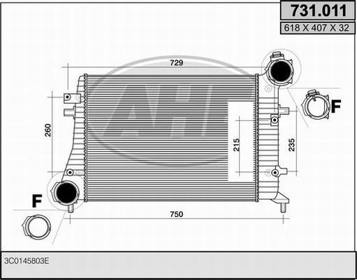 AHE 731.011 Intercooler, charger 731011