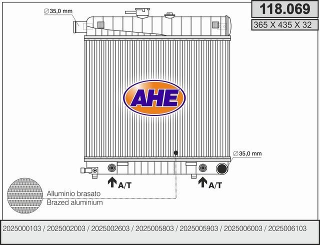 AHE 118.069 Radiator, engine cooling 118069