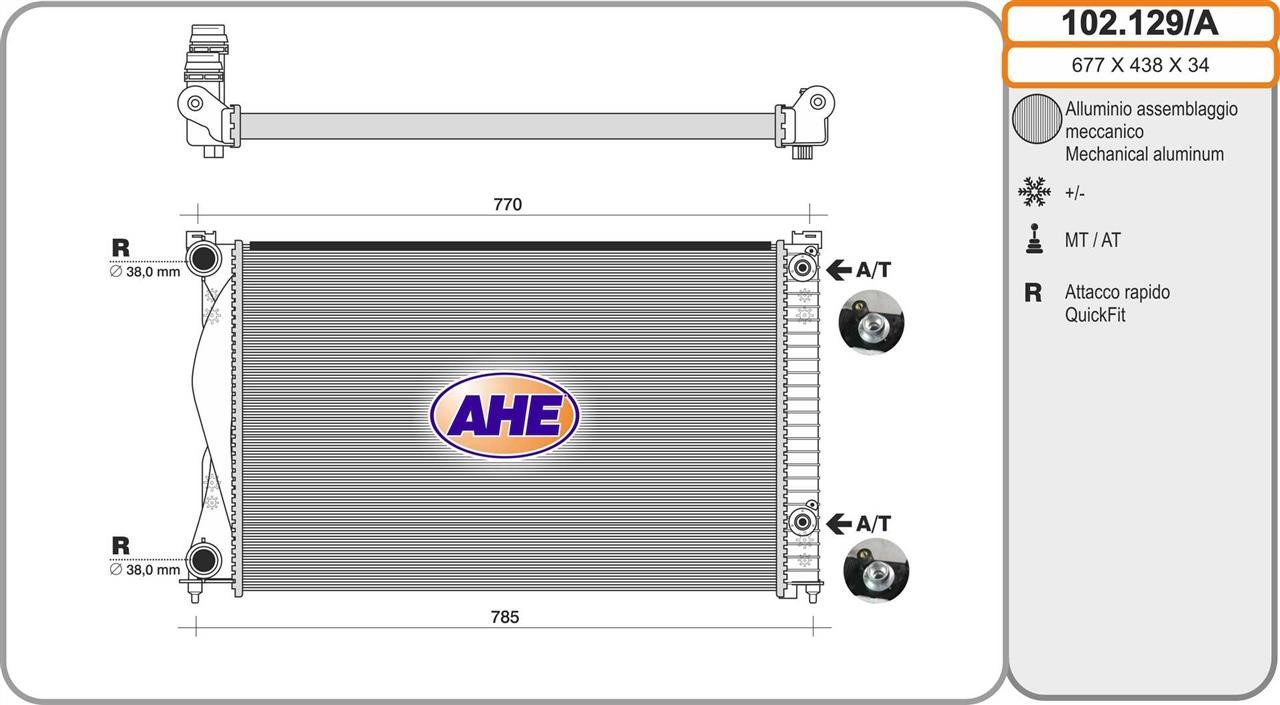 AHE 102.129/A Radiator, engine cooling 102129A