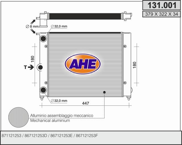 AHE 131.001 Radiator, engine cooling 131001