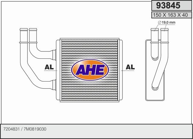 AHE 93845 Heat exchanger, interior heating 93845