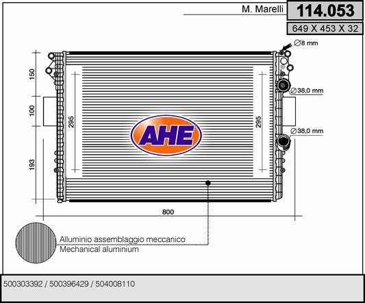 AHE 114.053 Radiator, engine cooling 114053
