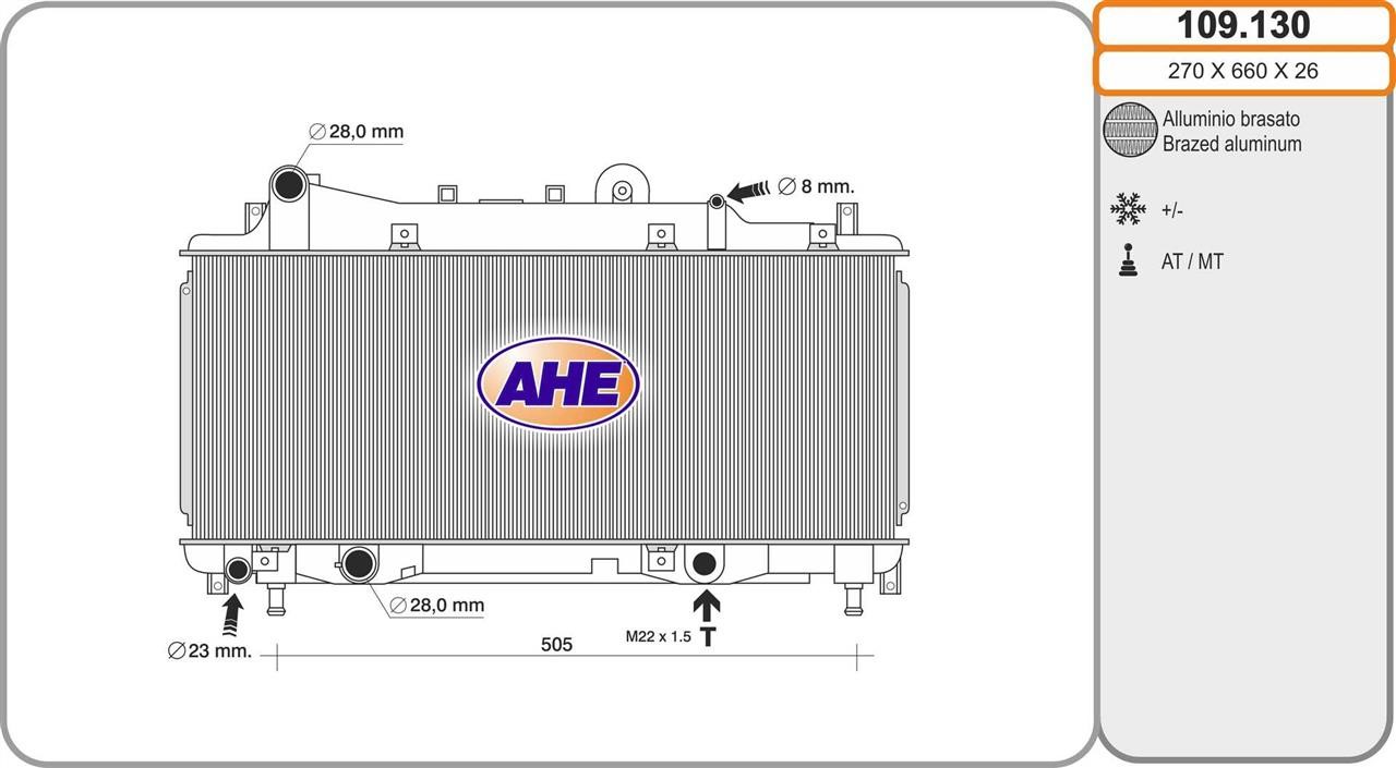 AHE 109.130 Radiator, engine cooling 109130