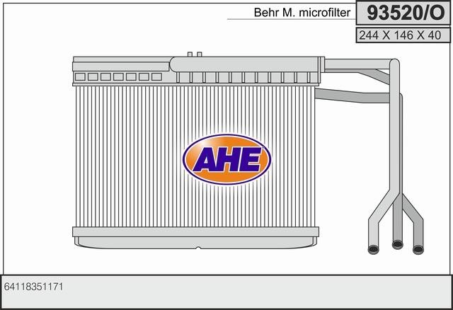 AHE 93520/O Heat exchanger, interior heating 93520O