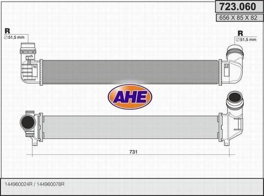 AHE 723060 Intercooler, charger 723060