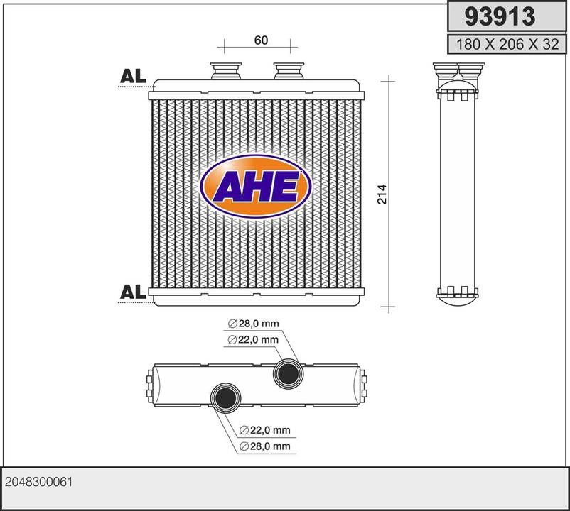 AHE 93913 Heat exchanger, interior heating 93913