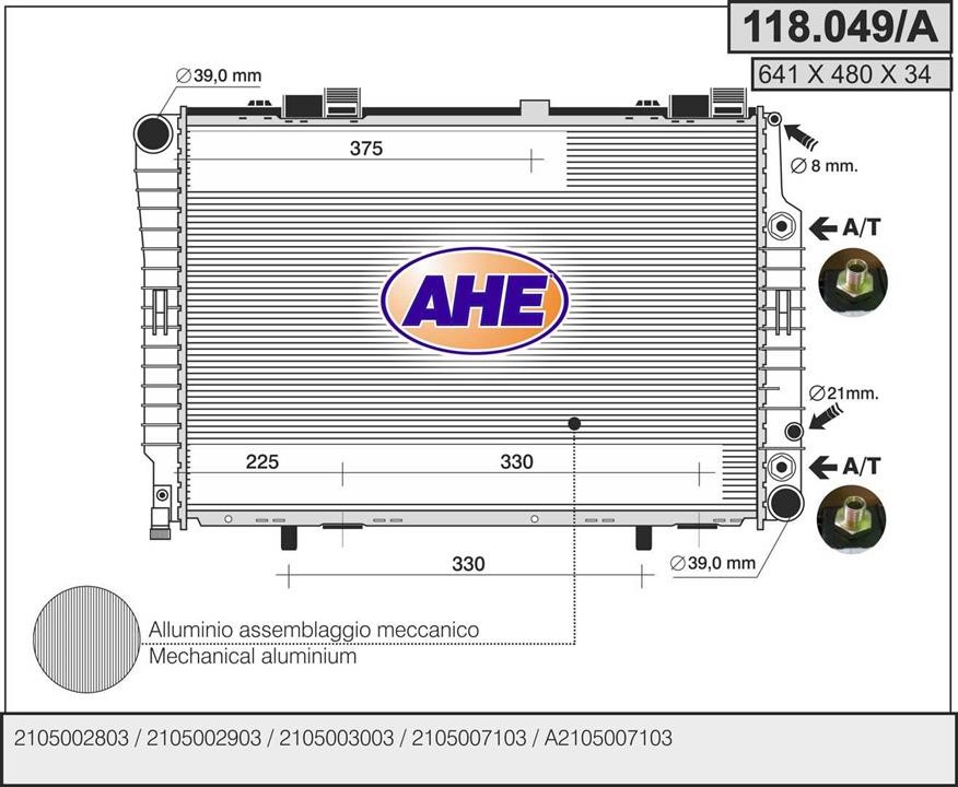 AHE 118.049/A Radiator, engine cooling 118049A