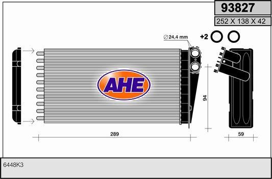 AHE 93827 Heat exchanger, interior heating 93827