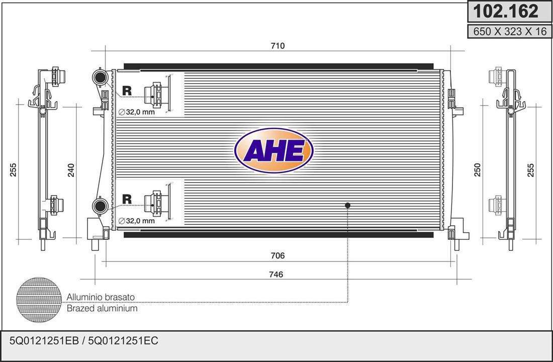 AHE 102.162 Radiator, engine cooling 102162