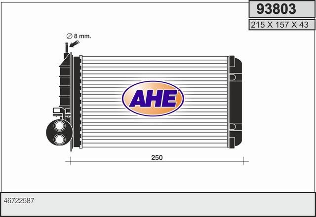 AHE 93803 Heat exchanger, interior heating 93803