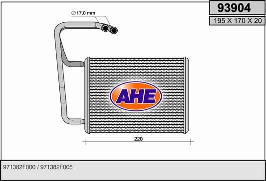 AHE 93904 Heat exchanger, interior heating 93904