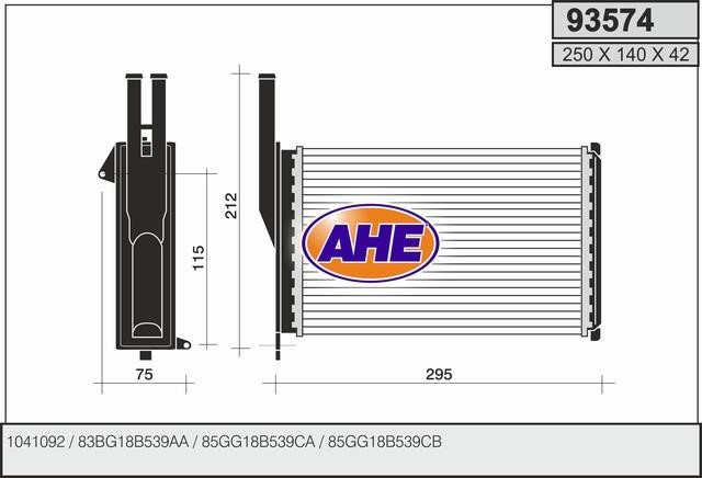 AHE 93574 Heat exchanger, interior heating 93574