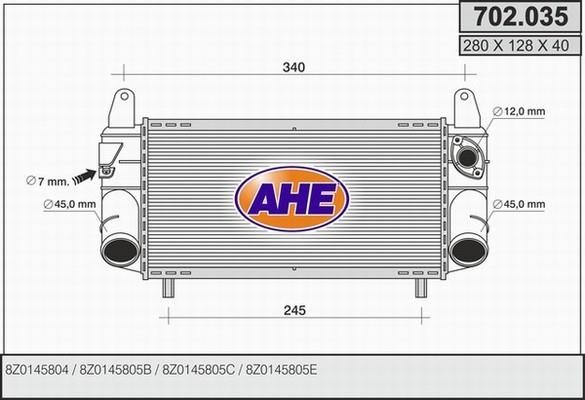 AHE 702.035 Intercooler, charger 702035