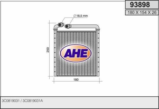AHE 93898 Heat exchanger, interior heating 93898