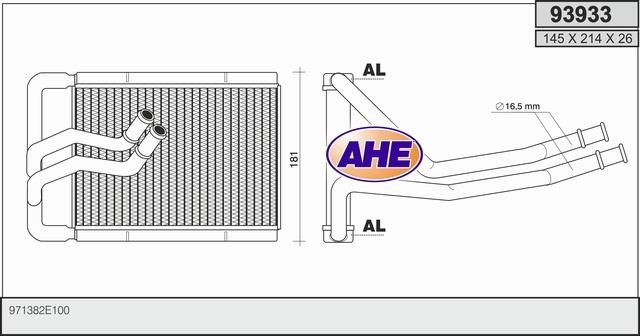 AHE 93933 Heat exchanger, interior heating 93933