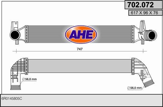 AHE 702.072 Intercooler, charger 702072