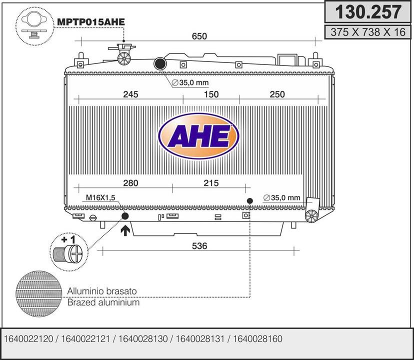 AHE 130.257 Radiator, engine cooling 130257