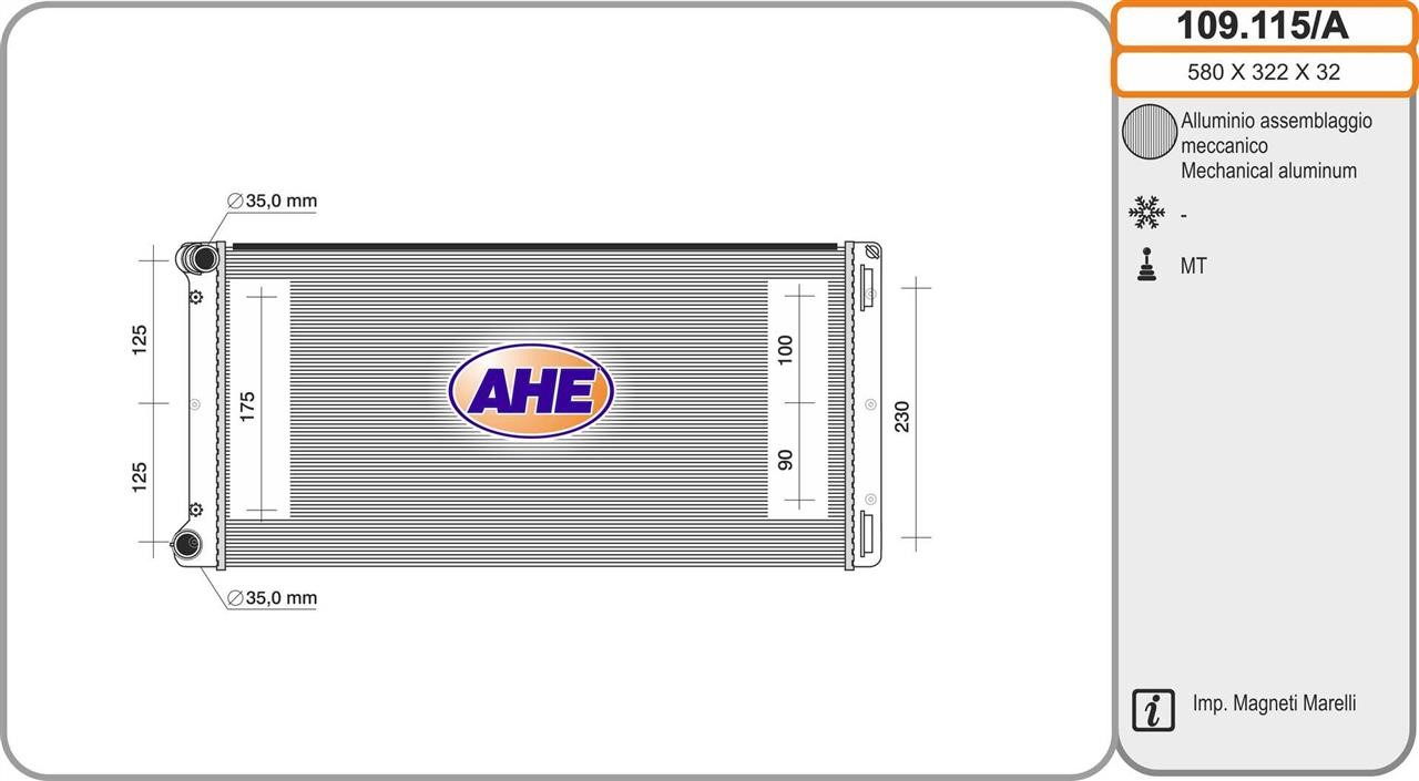 AHE 109.115/A Radiator, engine cooling 109115A