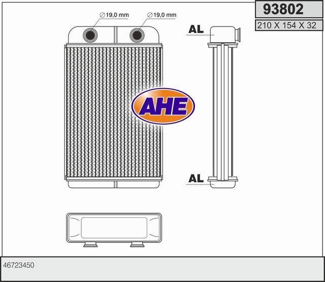 AHE 93802 Heat exchanger, interior heating 93802