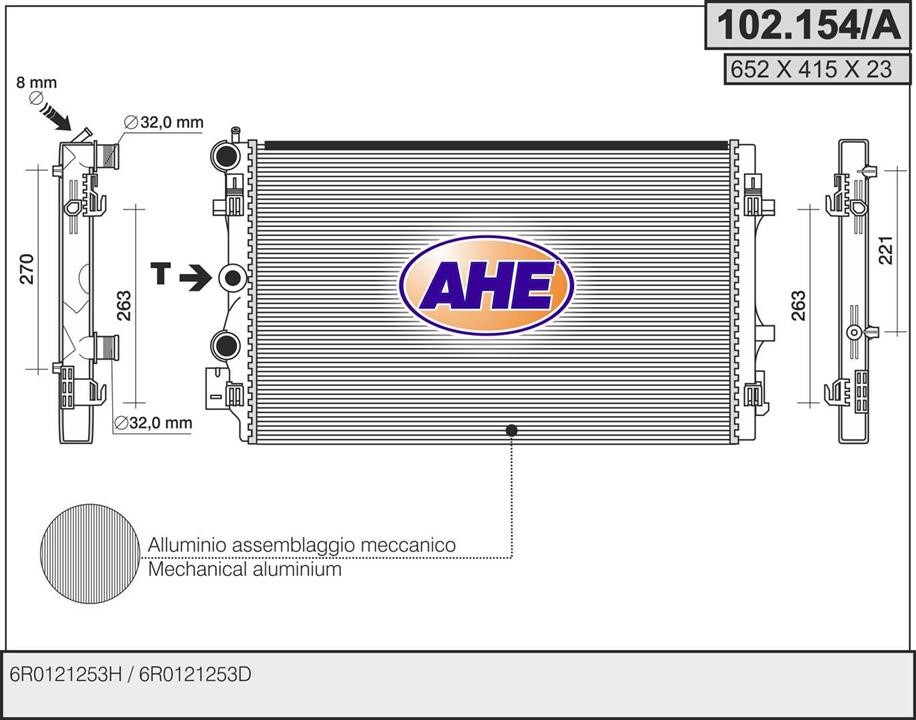 AHE 102.154/A Radiator, engine cooling 102154A