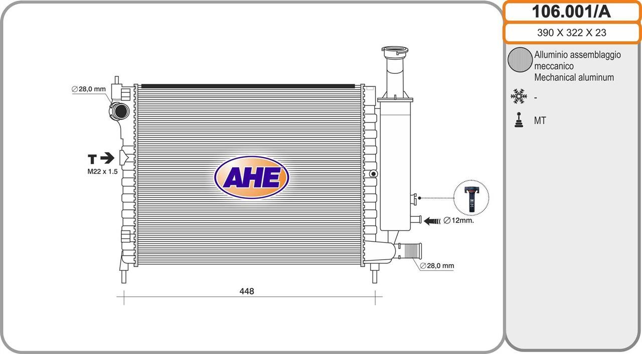 AHE 106.001/A Radiator, engine cooling 106001A