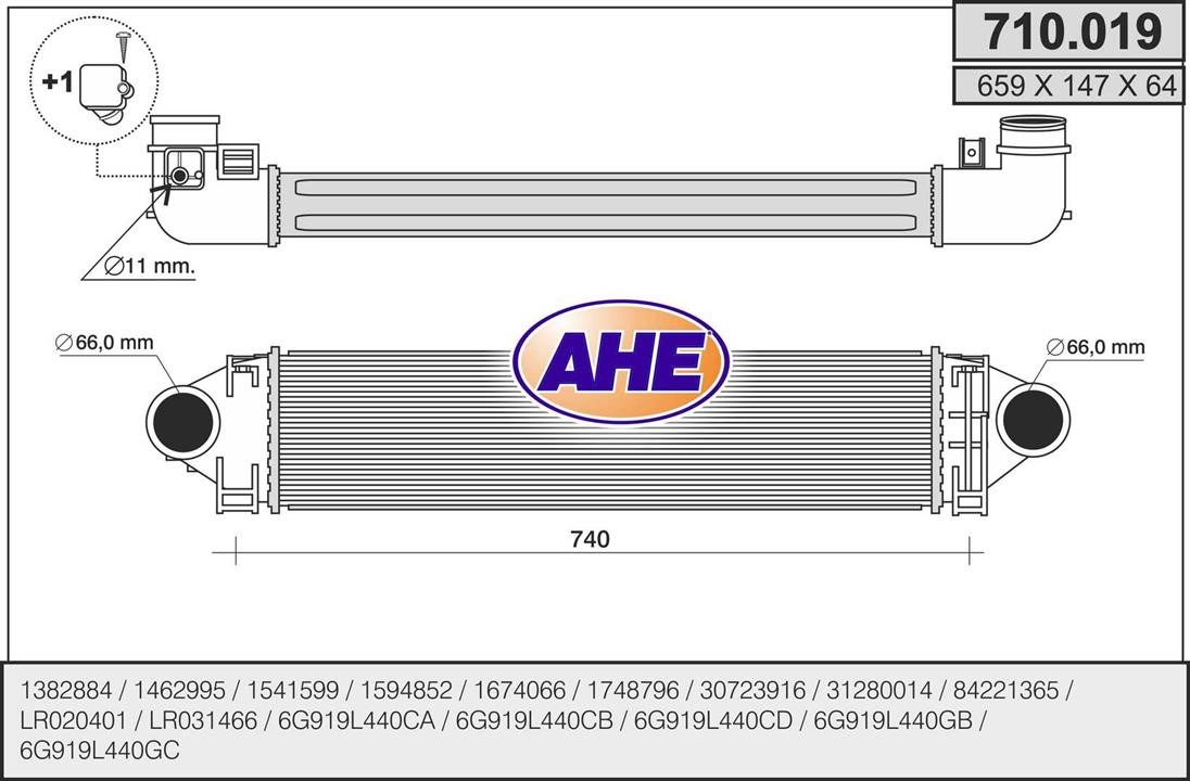 AHE 710.019 Intercooler, charger 710019