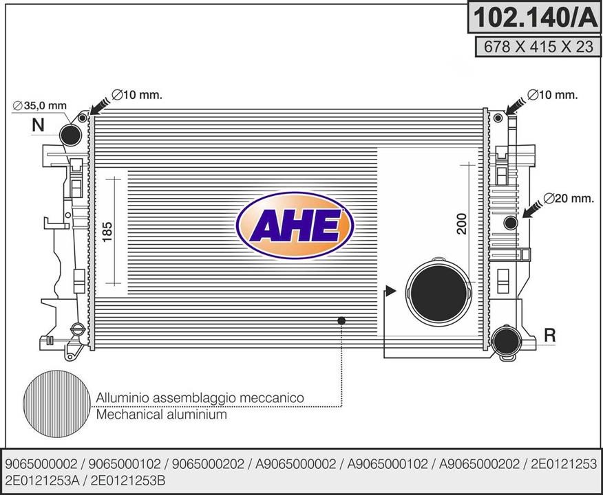 AHE 102.140/A Radiator, engine cooling 102140A