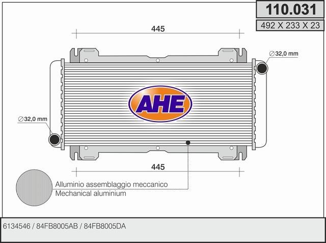 AHE 110.031 Radiator, engine cooling 110031