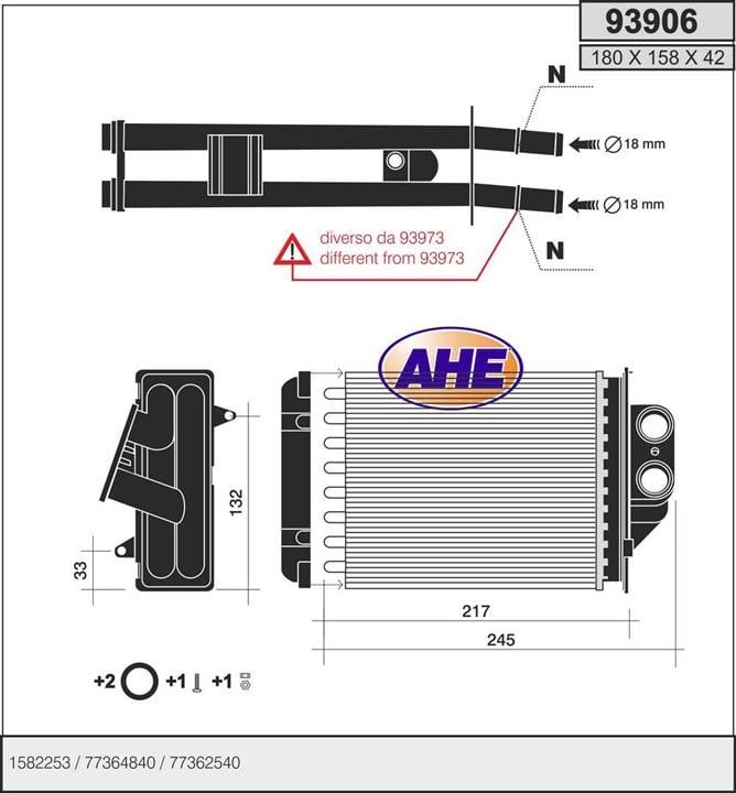AHE 93906 Heat exchanger, interior heating 93906