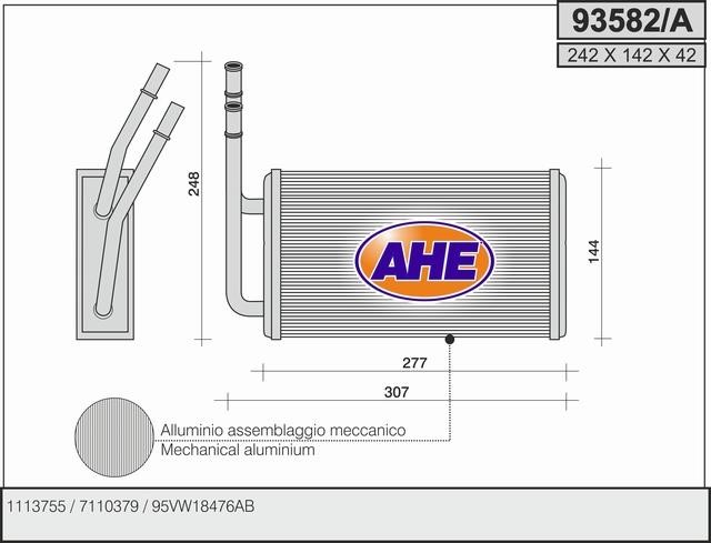 AHE 93582/A Heat exchanger, interior heating 93582A