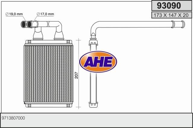 AHE 93090 Heat exchanger, interior heating 93090