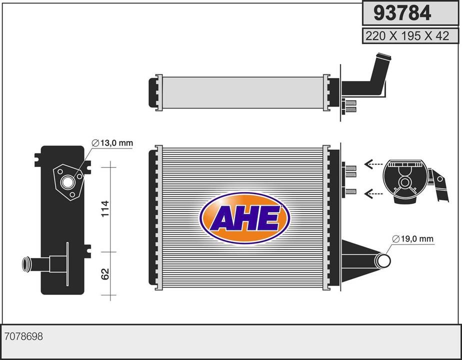 AHE 93784 Heat exchanger, interior heating 93784