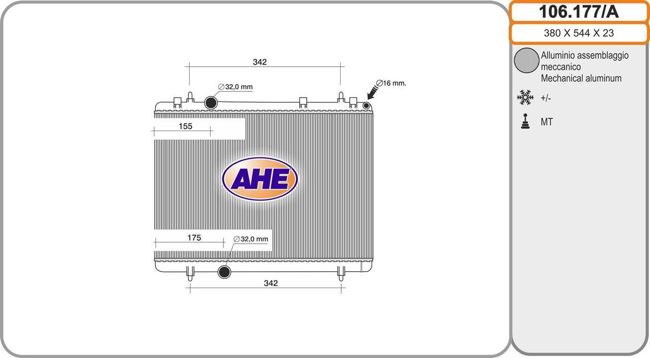 AHE 106.177/A Radiator, engine cooling 106177A