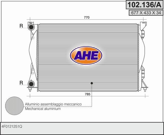 AHE 102.136/A Radiator, engine cooling 102136A