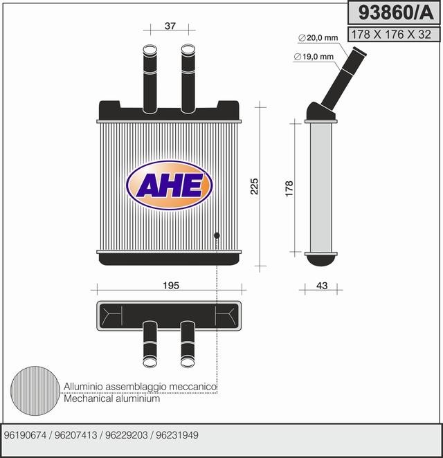 AHE 93860/A Heat exchanger, interior heating 93860A