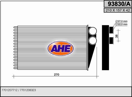 AHE 93830/A Heat exchanger, interior heating 93830A