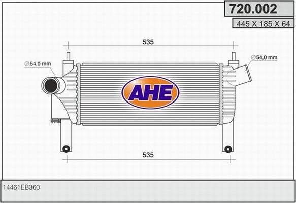 AHE 720.002 Intercooler, charger 720002