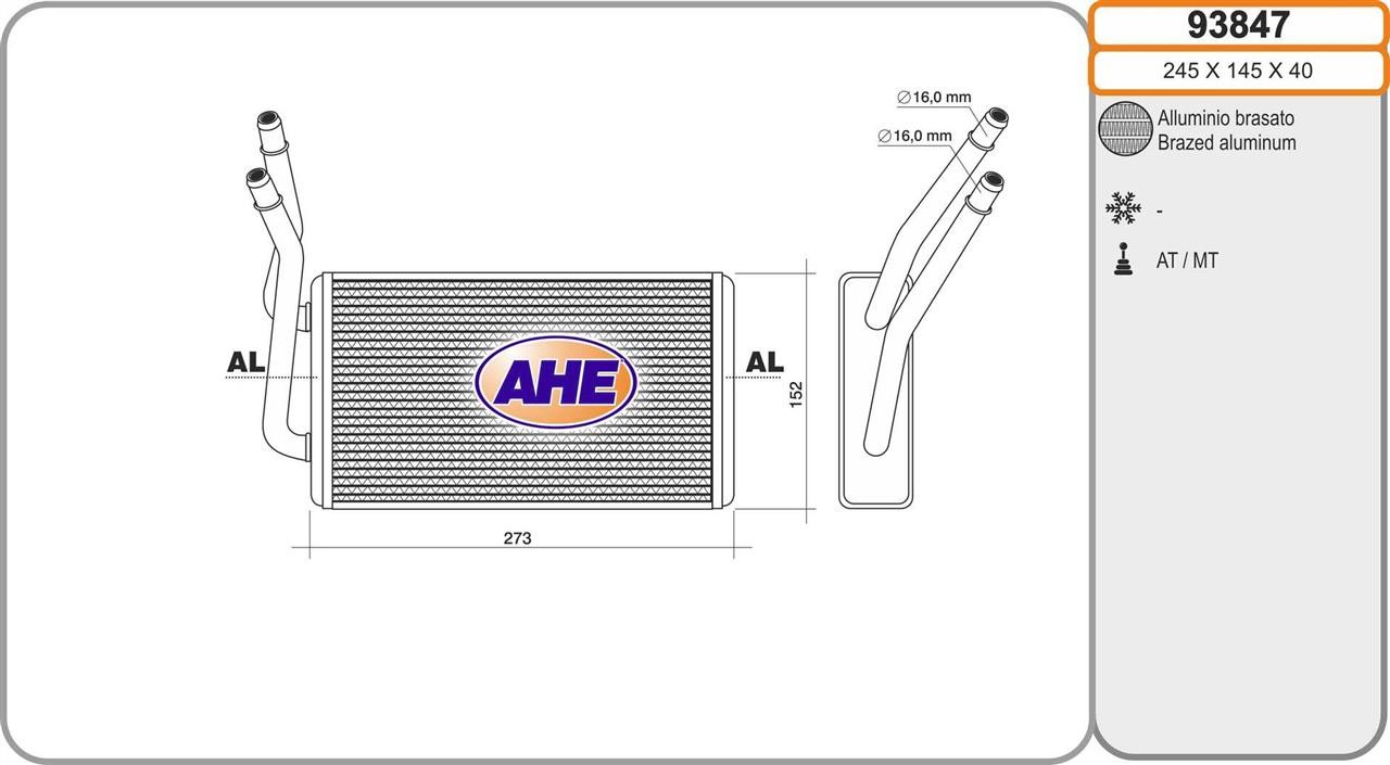 AHE 93847 Heat exchanger, interior heating 93847