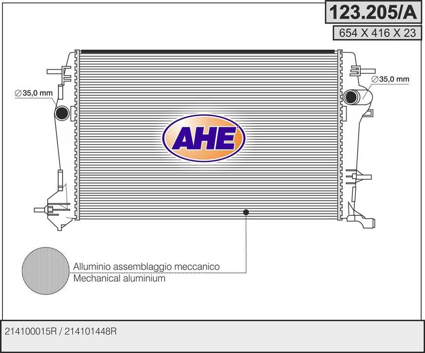 AHE 123.205/A Radiator, engine cooling 123205A