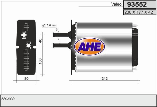 AHE 93552 Heat exchanger, interior heating 93552