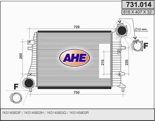 AHE 731.014 Intercooler, charger 731014